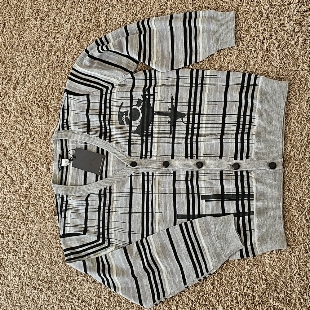 NWT Artful Dodger Conspire Cardigan Button Up Vneck 100% Wool XL Extra Large